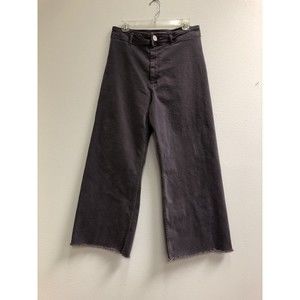 Zara The Marine Straight Jeans Loose Raw Hem Wide Leg Lilac Sz 12